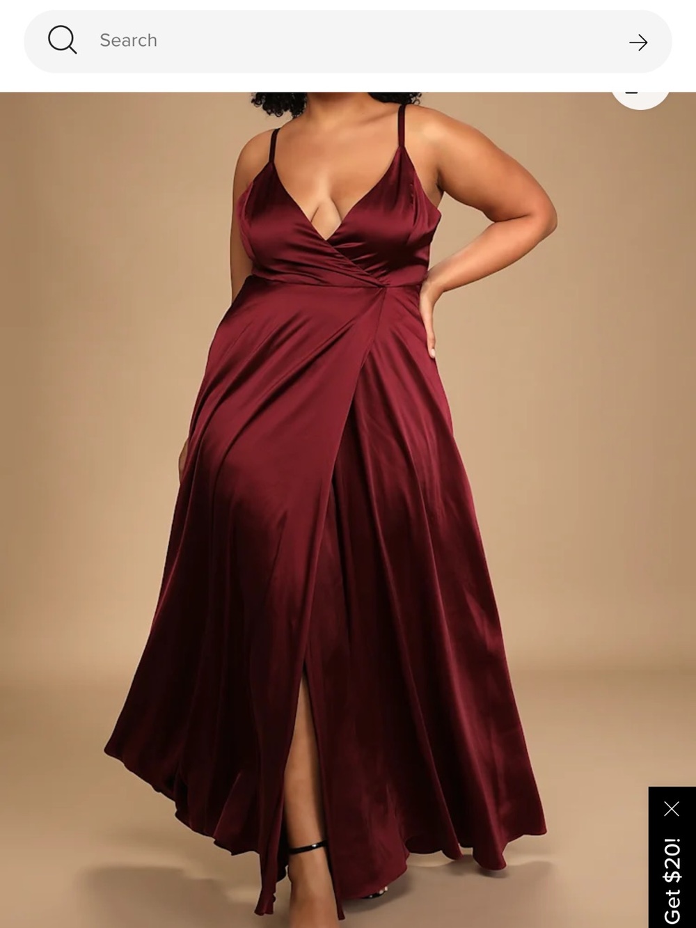 Lulu's Satin Wrap Maxi Dress - Burgundy